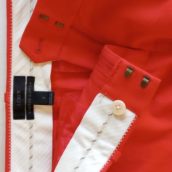 *50off3* J Crew Stretch Cotton Mid Rise Straight Leg Pants 2 Red - Picture 2 of 5